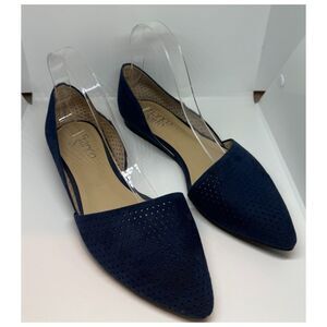 FRANCO SARTO Navy Blue Lace Mesh Honey Flats